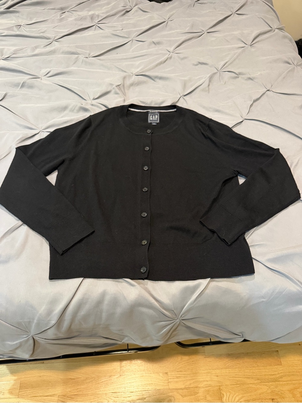 GAP Black Button-Front Crew Cardigan